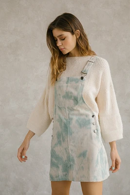 TEAL BEIGE TIE DYE OVERALL DRESS