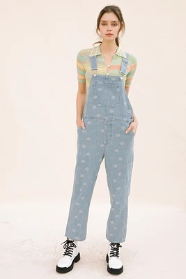 DENIM HAPPY FACE OVERALLS