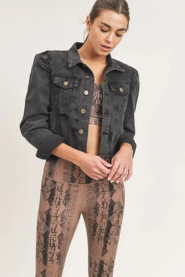 CHARCOAL DISTRESSED DENIM JACKET