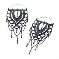 Stainless Steel with Matte Black Finish Lace Tattoo Plug Hangers