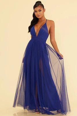 Robe longue en maille unie