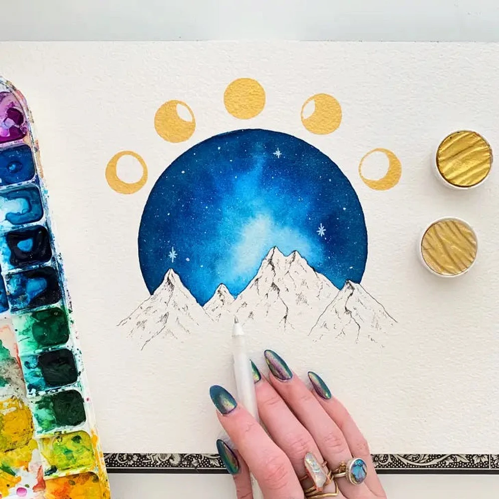 Lunar Phases Print With Gold Foil