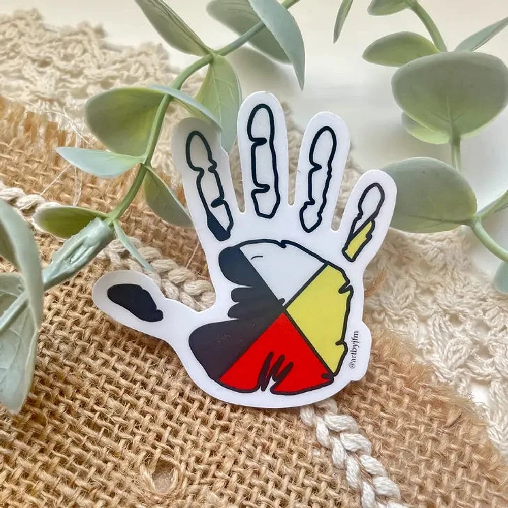 Medicine Wheel Indigenous Hand Sticker