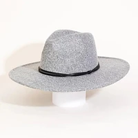 THIN STRAP FLAT BRIM FEDORA FASHION HAT