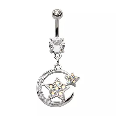 Crescent Moon Double Star Navel