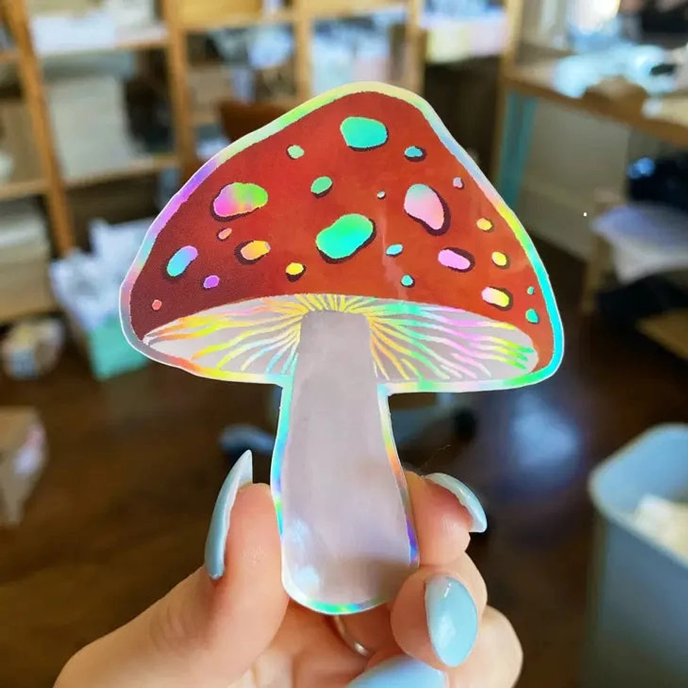 Mushroom Holographic Sticker