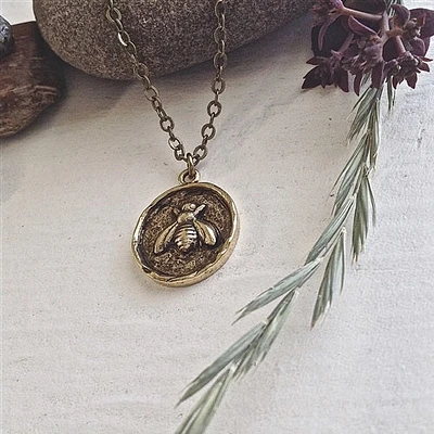 Honeybee Necklace Antique Brass