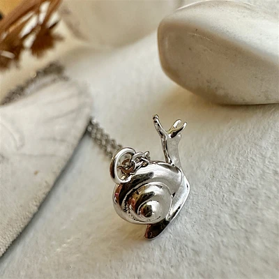 Helm Tiny Snail Charm Necklace