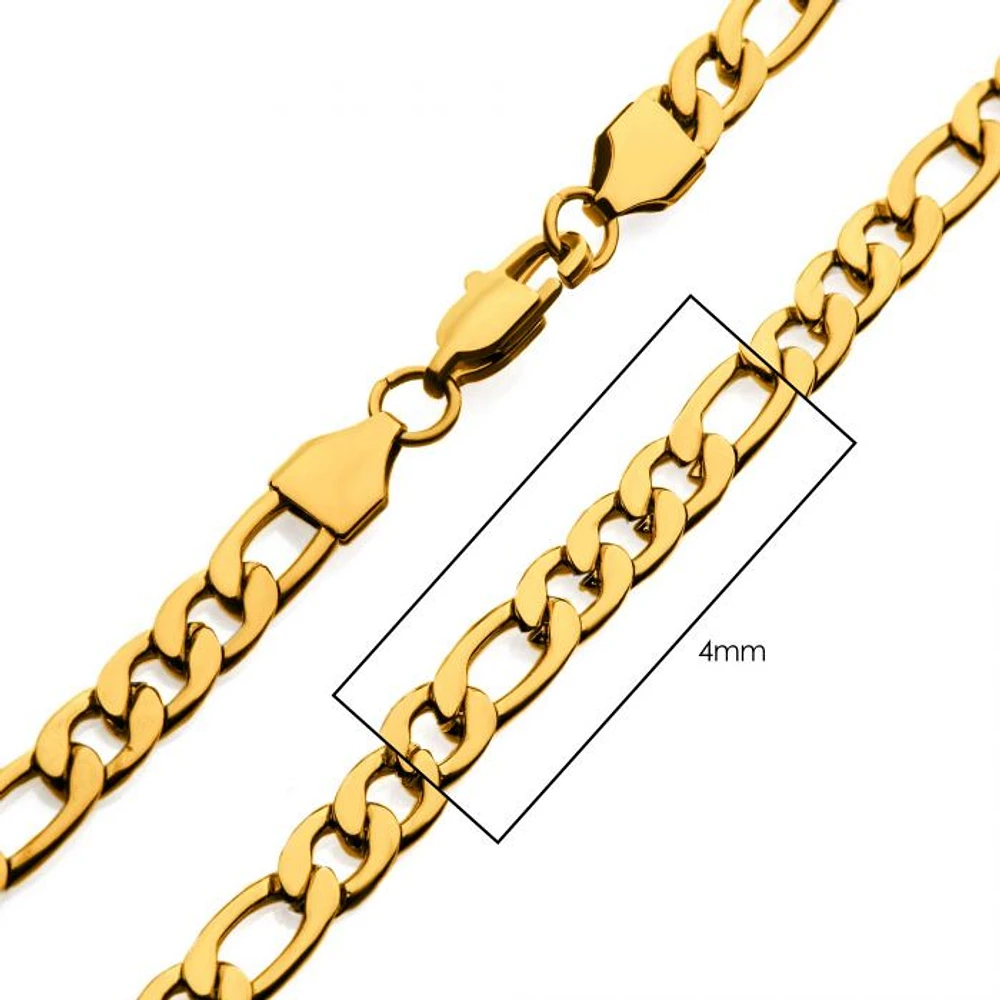 18K Gold IP Figaro Chain 4mm 22"