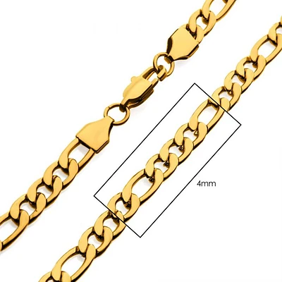 18K Gold IP Figaro Chain 4mm 22"