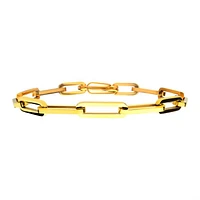 Gold IP Steel Paperclip Link Chain Bracelet