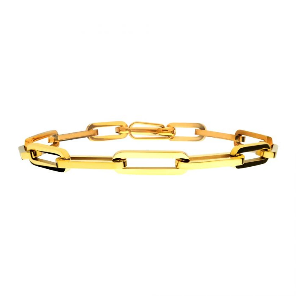 Pulsera de cadena con eslabones de clip de acero IP dorado