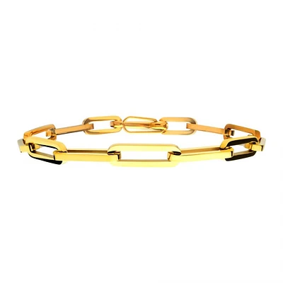 Gold IP Steel Paperclip Link Chain Bracelet