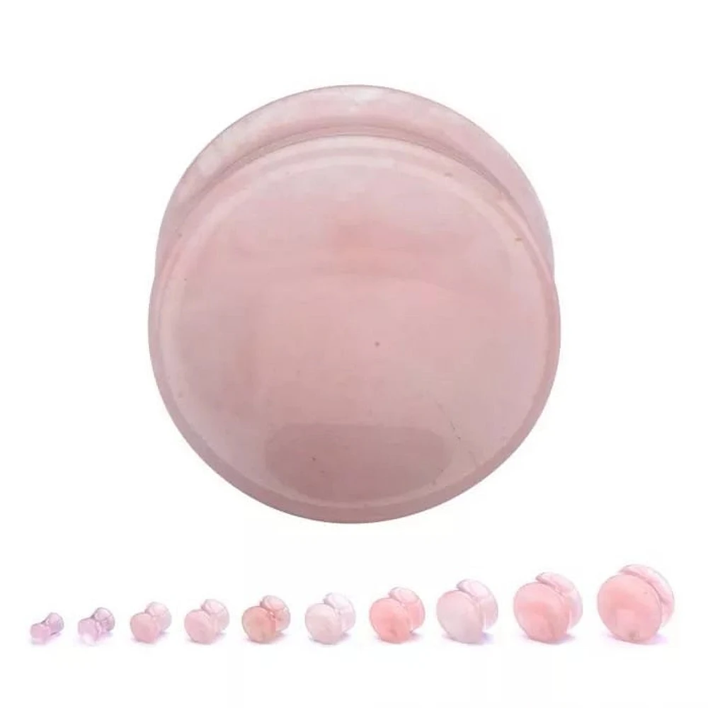 Bouchon en pierre double évasé en quartz rose 8G-2G