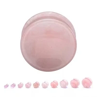 Tapón de piedra de doble llamarada de cuarzo rosa 8G-2G