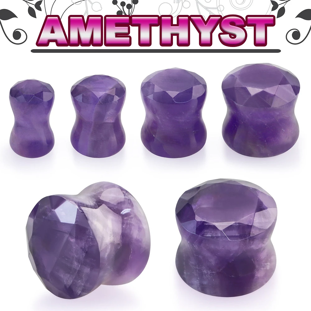 Faceted Amethyst Double Flare 0g - 7/8"