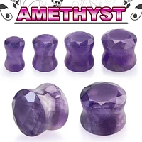 Faceted Amethyst Double Flare 0g - 7/8"