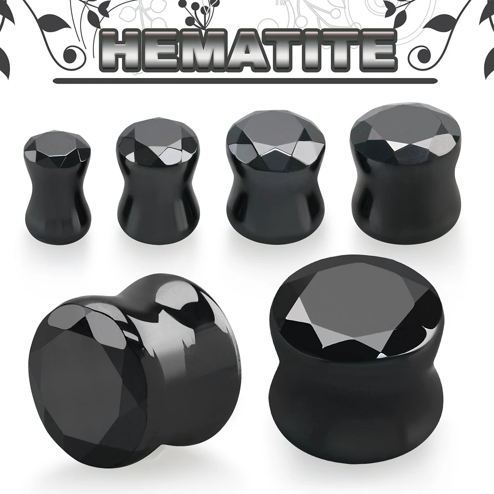 Faceted Hematite Double Flare 0g - 7/8"