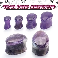 Teardrop Amethyst Double Flare 0g - 7/8"