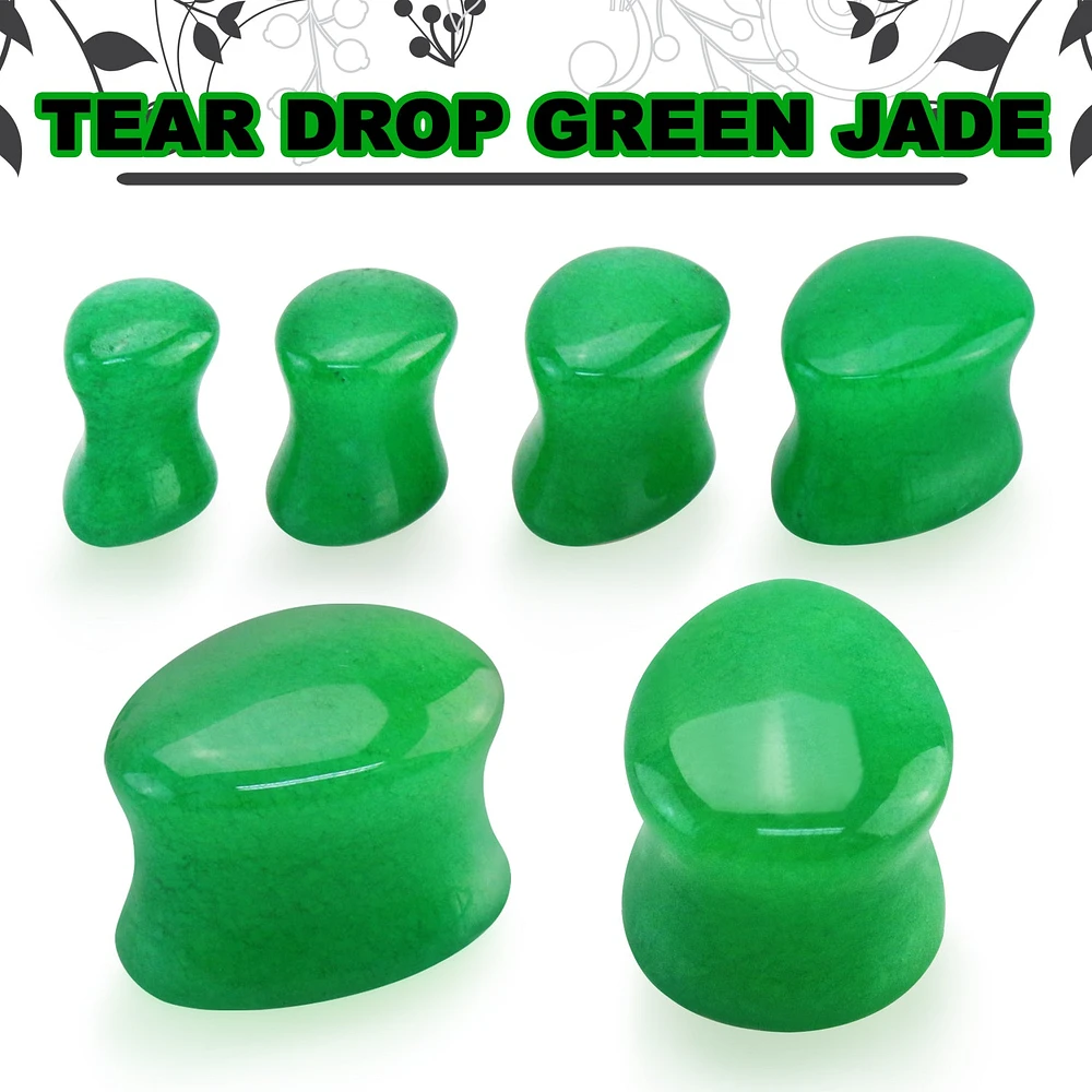 Teardrop Jade Double Flare 0g - 7/8"