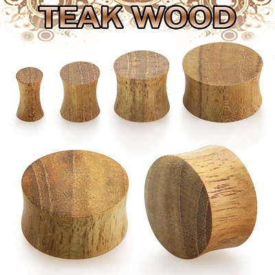 Bois de teck double évasé 1"+ bouchon en bois