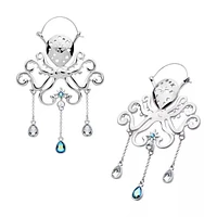 Octopus with Triple Dangle Teardrop Pear Shape CZ Plug Hangers