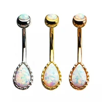 Opal Teardrop Beaded Edge Navel