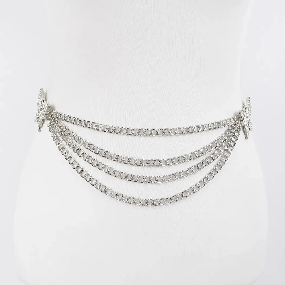 BUTTERFLY BUCKLE LAYERED CHAIN BELT