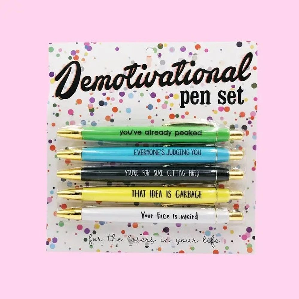 Ensemble de stylos démotivationnels