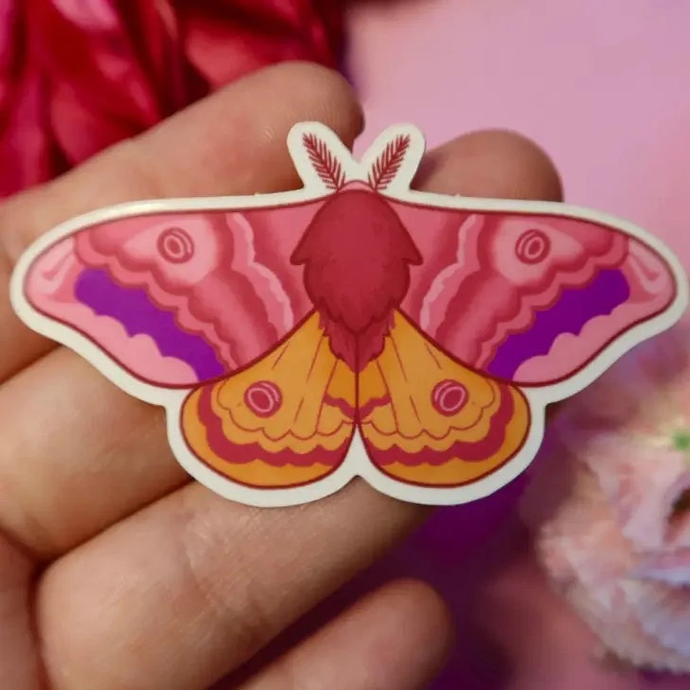 Pink Moth Sticker