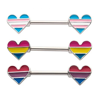 Pride Flag Heart Nipple Bar