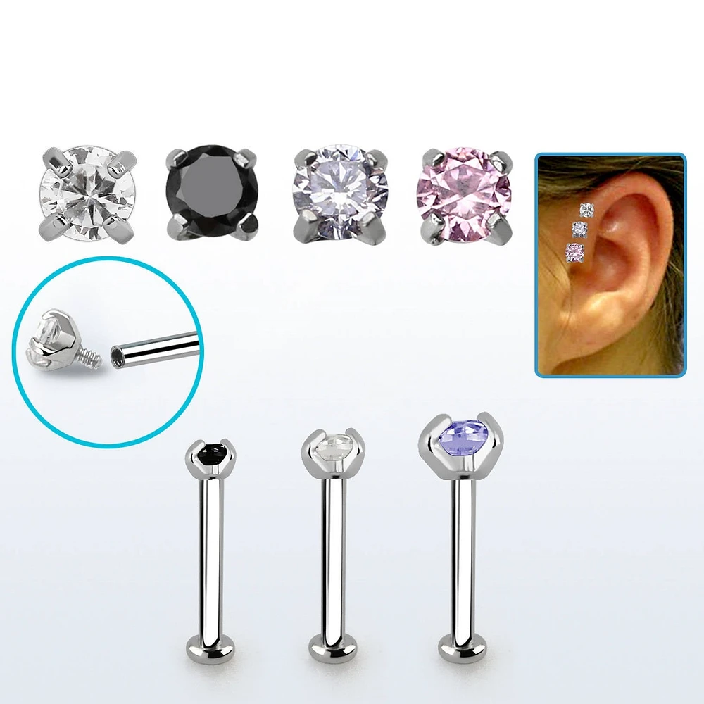 16g Prong Gem Tragus