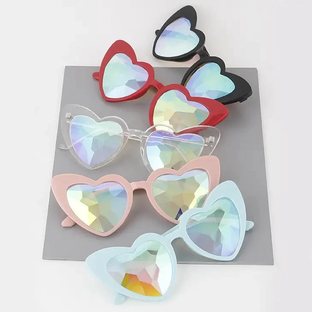 CRYSTAL LENS HEART CATEYE SUNGLASSES