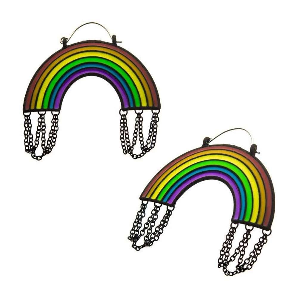 Arco iris esmaltado con colgadores de cadena de acero PVD negro mate