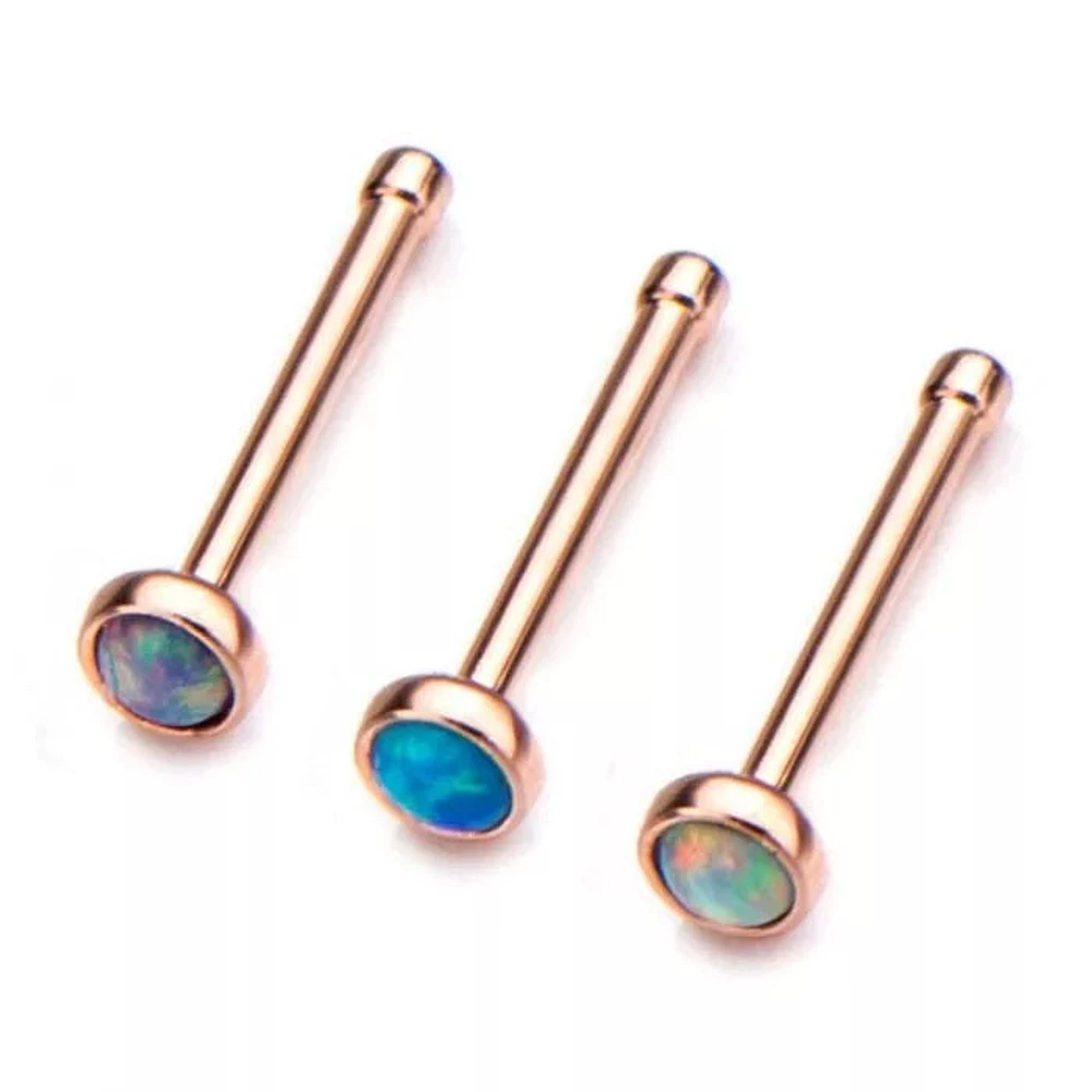 20g Rose Gold Bone With 2mm Opal