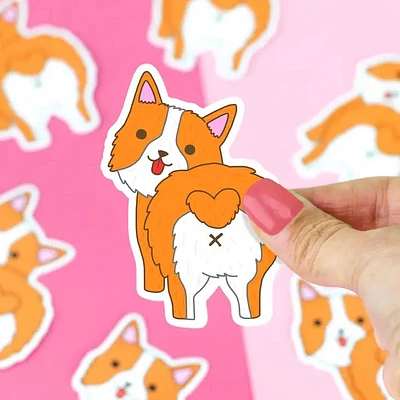 Corgi corazón a tope Pegatina