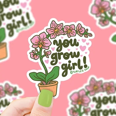 You Grow Girl Orchid Sticker