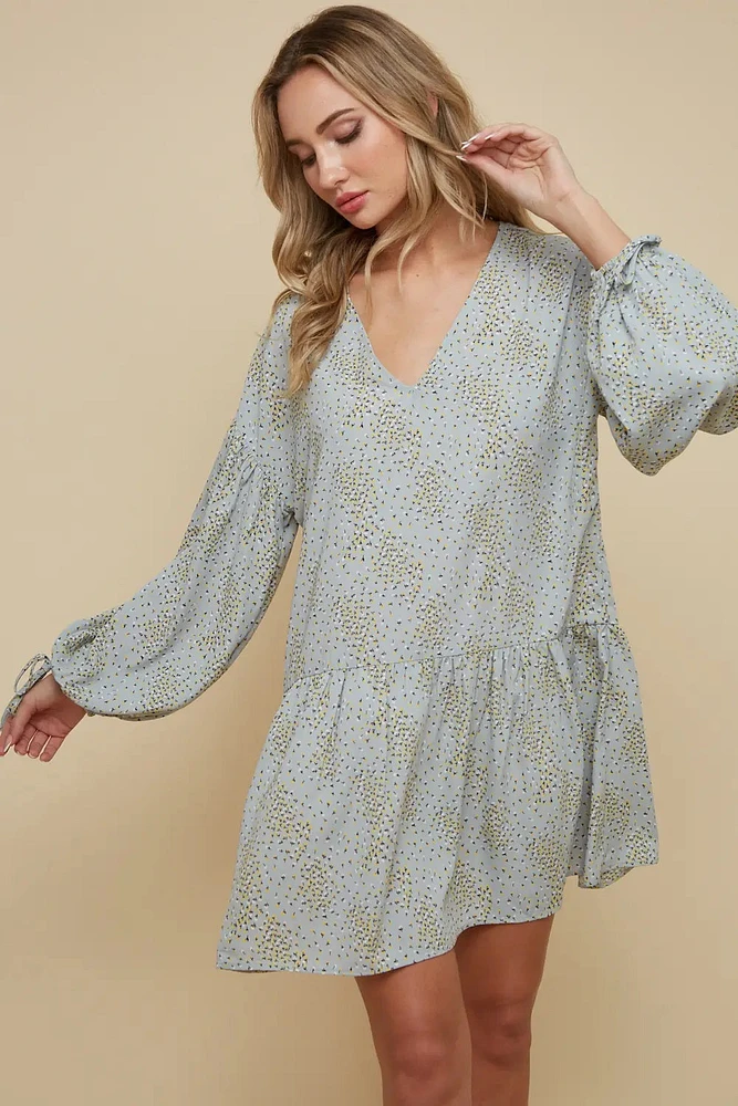 Printed V Neck Dress