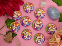 She/They Holo Rainbow Pronoun Pin