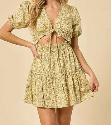 Printed Front Tie Dress