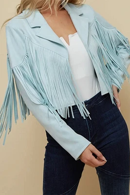 Fringe Suedette Moto Jacket