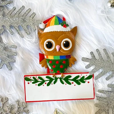 Ornement de Noël LGBTQ+ simple hibou