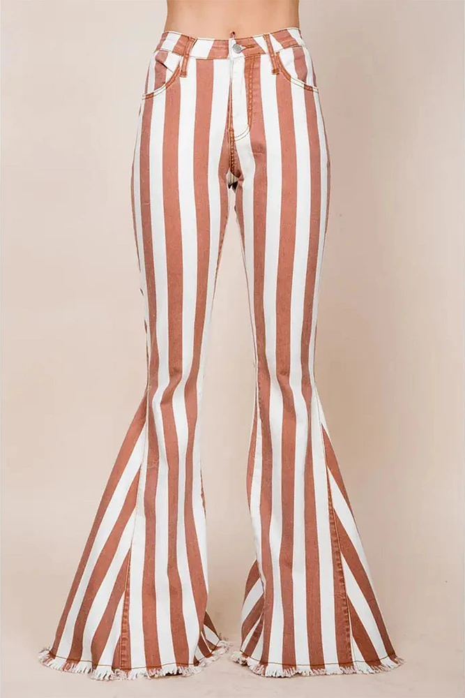 Striped Bell Bottom Jeans