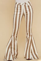 Striped Ivory/Taupe Bell Bottom Jeans