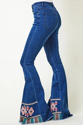 Embroidered Flare Denim