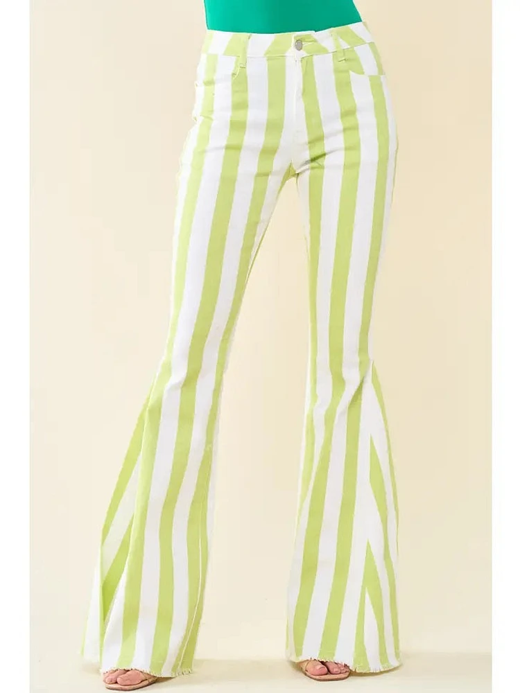 Striped Bell Bottom Jeans