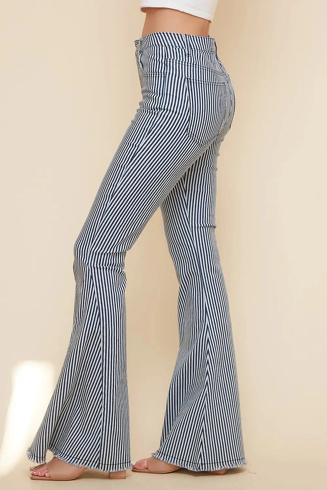 Pinstripe Bell Bottom Jeans