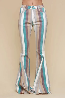 Multi Striped Denim Turquoise