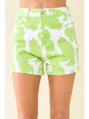 Neon Cow Print Shorts