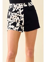 Two Tone Cow Print Shorts